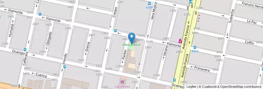 Mapa de ubicacion de Plaza publica en 阿根廷, Santa Fe, Departamento Rosario, Municipio De Rosario, 罗萨里奥.