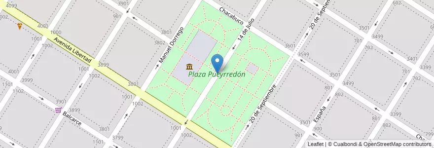 Mapa de ubicacion de Plaza Pueyrredón en 아르헨티나, 부에노스아이레스주, Partido De General Pueyrredón, Mar Del Plata.
