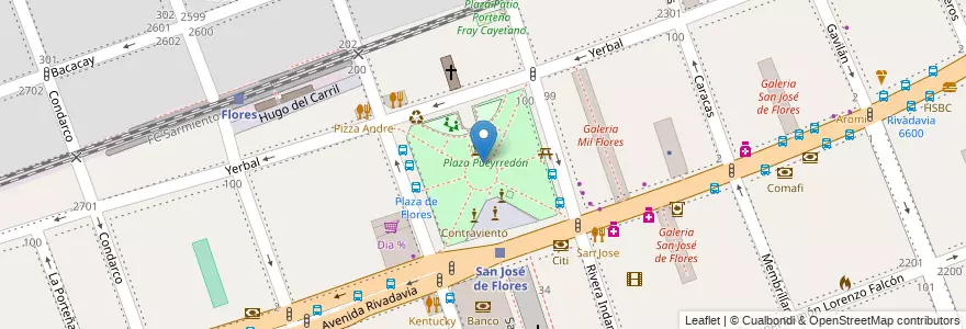Mapa de ubicacion de Plaza Pueyrredón, Flores en Argentinië, Ciudad Autónoma De Buenos Aires, Comuna 7, Buenos Aires.