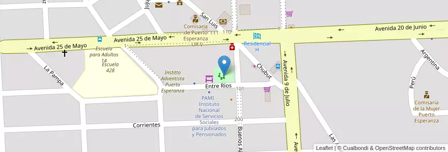 Mapa de ubicacion de Plaza Pulgarcito en 阿根廷, Misiones, Departamento Iguazú, Municipio De Puerto Esperanza, Puerto Esperanza.