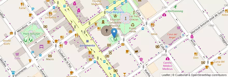 Mapa de ubicacion de Plaza Rafael Hernandez, Belgrano en 阿根廷, Ciudad Autónoma De Buenos Aires, 布宜诺斯艾利斯, Comuna 13.