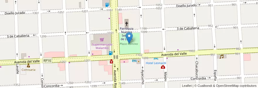 Mapa de ubicacion de Plaza Ramírez en アルゼンチン, エントレ・リオス州, Departamento Gualeguaychú, Gualeguaychú, Gualeguaychú, Distrito Costa Uruguay Sur.