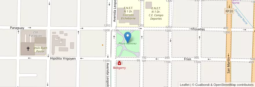 Mapa de ubicacion de Plaza Ramirez en アルゼンチン, エントレ・リオス州, Departamento Villaguay, Distrito Lucas Al Sud, Villaguay.