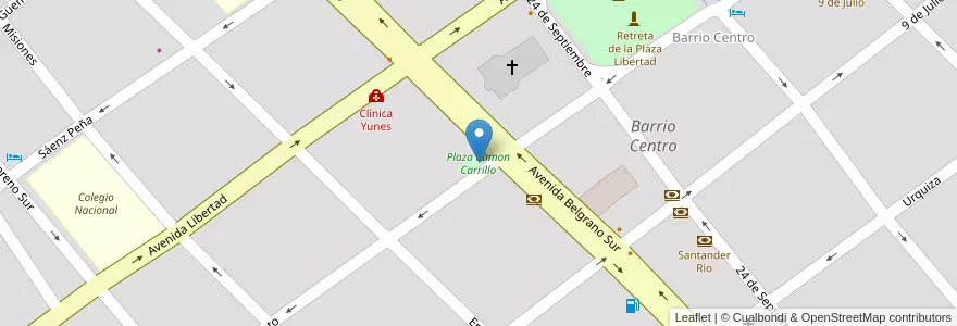 Mapa de ubicacion de Plaza Ramon Carrillo en الأرجنتين, Santiago Del Estero, Departamento Capital, Santiago Del Estero.