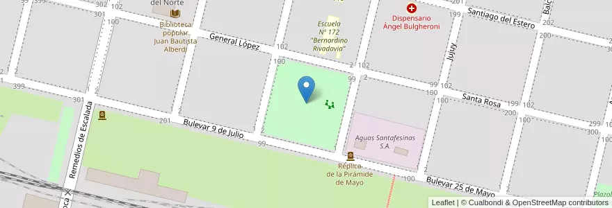 Mapa de ubicacion de Plaza Rawson en 아르헨티나, Santa Fe, Departamento General López, Municipio De Rufino.