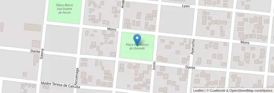 Mapa de ubicacion de Plaza Recreativa de Ostende en 아르헨티나, 부에노스아이레스주, Partido De Pinamar.