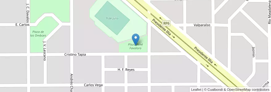 Mapa de ubicacion de Plaza René Favaloro en アルゼンチン, コルドバ州, Departamento Tercero Arriba, Municipio De Río Tercero, Pedanía Salto, Río Tercero.