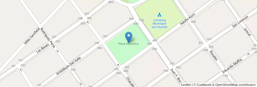 Mapa de ubicacion de Plaza República en Argentina, Buenos Aires, Partido De San Vicente.