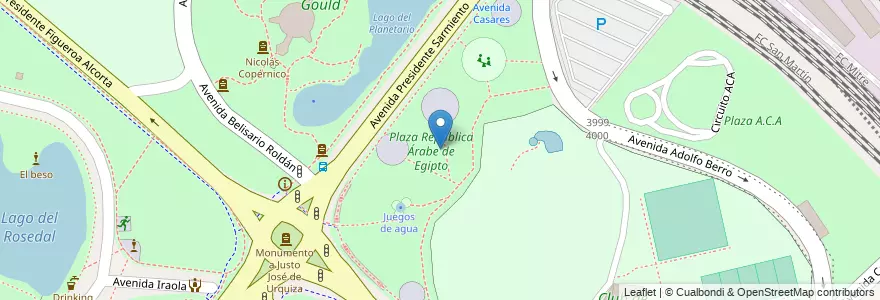 Mapa de ubicacion de Plaza República Árabe de Egipto, Palermo en アルゼンチン, Ciudad Autónoma De Buenos Aires, ブエノスアイレス, Comuna 14.