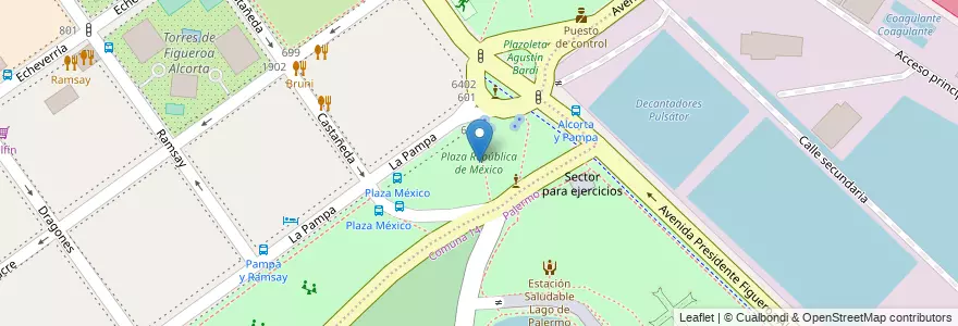 Mapa de ubicacion de Plaza República de México, Palermo en Argentina, Autonomous City Of Buenos Aires, Autonomous City Of Buenos Aires, Comuna 13.