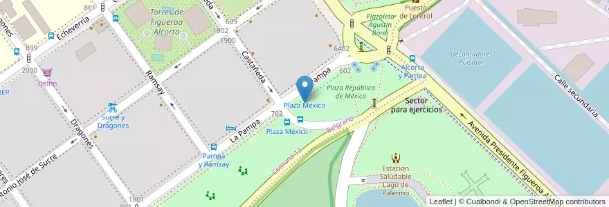 Mapa de ubicacion de Plaza República de México en Argentine, Ciudad Autónoma De Buenos Aires, Buenos Aires, Comuna 13.