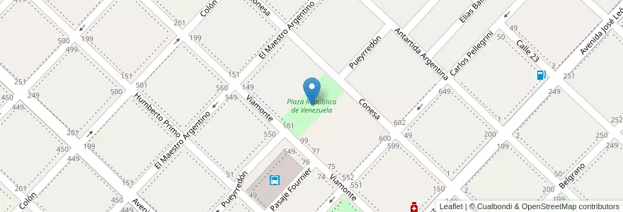 Mapa de ubicacion de Plaza República de Venezuela en Arjantin, Buenos Aires, Partido De Chivilcoy, Chivilcoy.