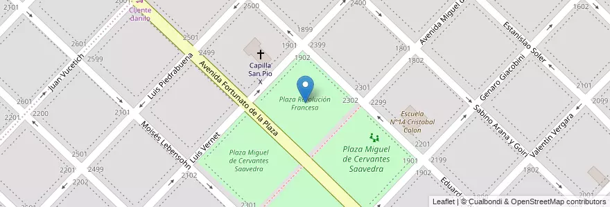 Mapa de ubicacion de Plaza Revolución Francesa en アルゼンチン, ブエノスアイレス州, Partido De General Pueyrredón, Mar Del Plata.