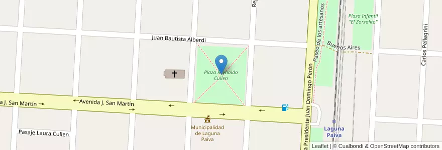 Mapa de ubicacion de Plaza Reynaldo Cullen en Аргентина, Санта-Фе, Departamento La Capital, Municipio De Laguna Paiva.