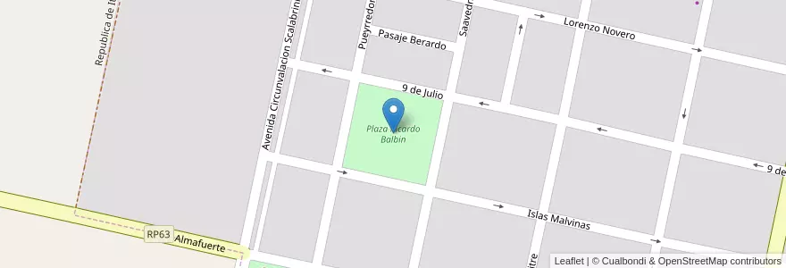 Mapa de ubicacion de Plaza Ricardo Balbin en 阿根廷, Santa Fe, Departamento Las Colonias, San Carlos Centro, San Carlos Centro.