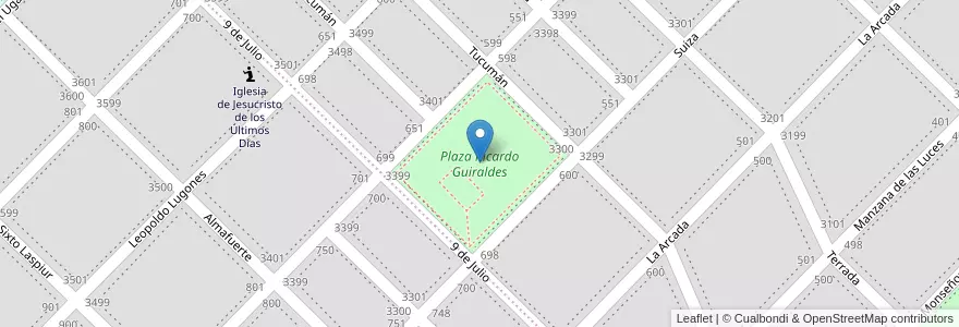 Mapa de ubicacion de Plaza Ricardo Guiraldes en アルゼンチン, ブエノスアイレス州, Partido De Bahía Blanca, Bahía Blanca.
