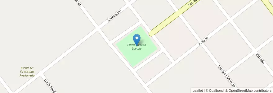 Mapa de ubicacion de Plaza Ricardo Lavalle en Arjantin, La Pampa, Departamento Realicó, Comisión De Fomento De Falucho.