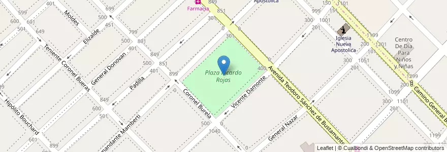 Mapa de ubicacion de Plaza Ricardo Rojas en الأرجنتين, بوينس آيرس, Partido De Lanús, Gerli.