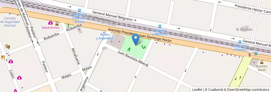Mapa de ubicacion de Plaza Richmond en Arjantin, Buenos Aires, Partido De Merlo, Merlo.