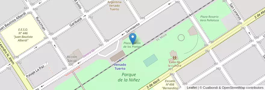 Mapa de ubicacion de Plaza Rincón de los Poetas en 阿根廷, Santa Fe, Departamento General López, Municipio De Venado Tuerto.
