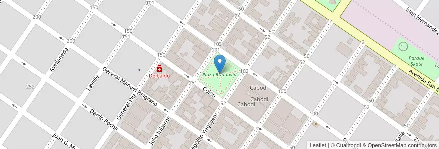 Mapa de ubicacion de Plaza Rivadavia en Argentina, Buenos Aires, Partido De Rojas, Rojas.
