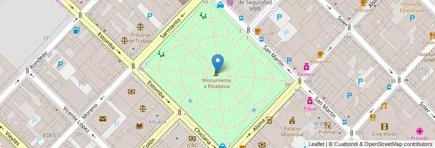Mapa de ubicacion de Plaza Rivadavia en Arjantin, Buenos Aires, Partido De Bahía Blanca, Bahía Blanca.