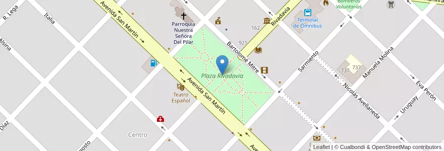 Mapa de ubicacion de Plaza Rivadavia en Argentina, Provincia Di Buenos Aires, Partido De General Viamonte, Los Toldos.