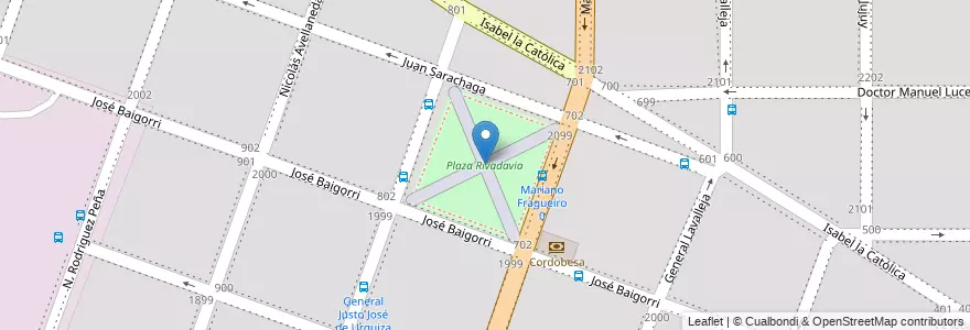 Mapa de ubicacion de Plaza Rivadavia en Аргентина, Кордова, Departamento Capital, Pedanía Capital, Córdoba, Municipio De Córdoba.