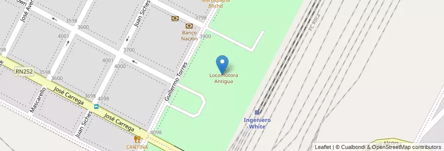 Mapa de ubicacion de Plaza Roberto Achaval en Argentina, Buenos Aires, Partido De Bahía Blanca, Ingeniero White.