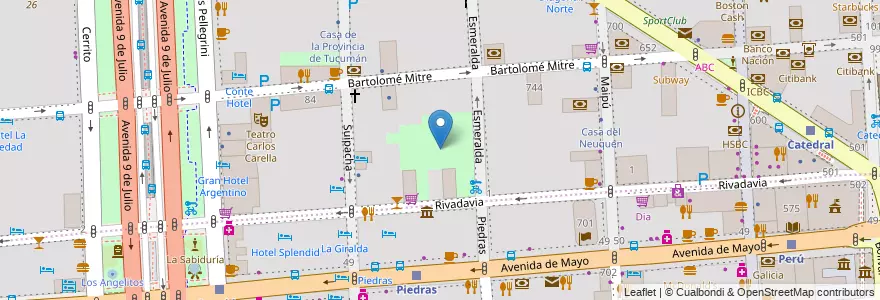 Mapa de ubicacion de Plaza Roberto Arlt, San Nicolas en 아르헨티나, Ciudad Autónoma De Buenos Aires, Comuna 1, 부에노스아이레스.