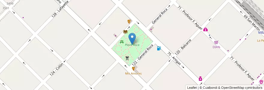 Mapa de ubicacion de Plaza Roca en Argentina, Buenos Aires, Partido De General San Martín, Villa Ballester.