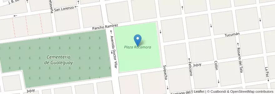 Mapa de ubicacion de Plaza Rocamora en 아르헨티나, 엔트레리오스주, Departamento Gualeguay, Distrito Cuchilla, Gualeguay.