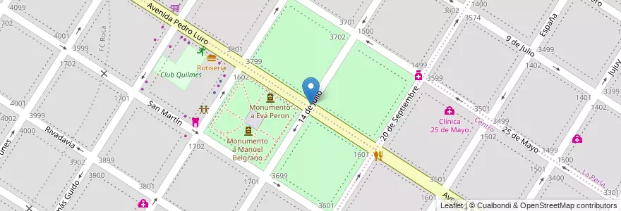 Mapa de ubicacion de Plaza Rocha en Arjantin, Buenos Aires, Partido De General Pueyrredón, Mar Del Plata.