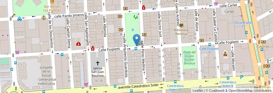 Mapa de ubicacion de plaza Rodrigo Navarro en スペイン, バレンシア州, Alacant / Alicante, L'Alacantí, Alacant / Alicante.
