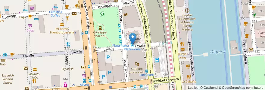 Mapa de ubicacion de Plaza Roma, San Nicolas en アルゼンチン, Ciudad Autónoma De Buenos Aires, Comuna 1, ブエノスアイレス.