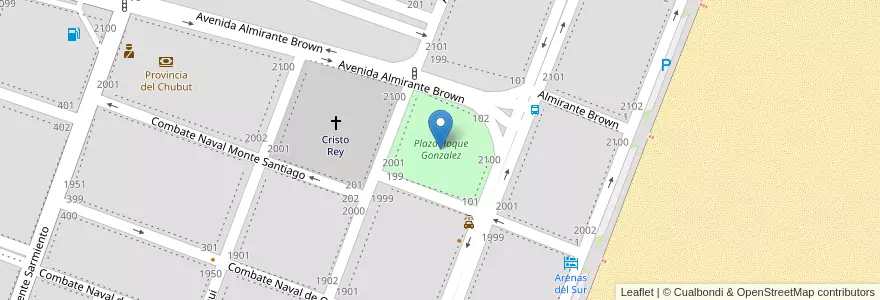 Mapa de ubicacion de Plaza Roque Gonzalez en アルゼンチン, チリ, チュブ州, Departamento Escalante, Rada Tilly.