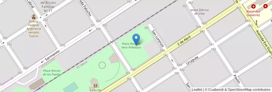 Mapa de ubicacion de Plaza Rosario Vera Peñaloza en Argentine, Santa Fe, Departamento General López, Municipio De Venado Tuerto.