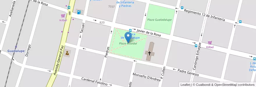 Mapa de ubicacion de Plaza Rosedal en Arjantin, Santa Fe, Departamento La Capital, Santa Fe Capital, Santa Fe.