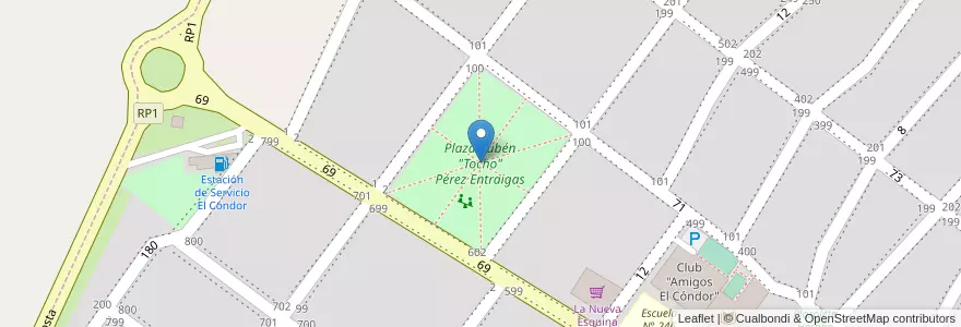 Mapa de ubicacion de Plaza Rubén "Tocho" Pérez Entraigas en アルゼンチン, リオネグロ州, Departamento Adolfo Alsina, Viedma, El Condor.