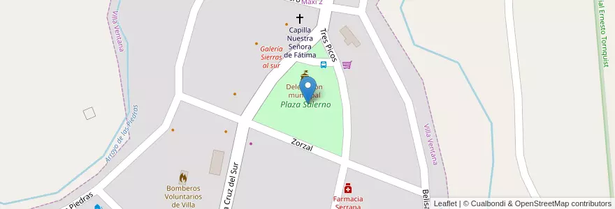 Mapa de ubicacion de Plaza Salerno en アルゼンチン, ブエノスアイレス州, Partido De Tornquist.
