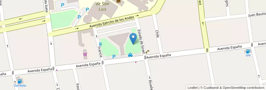 Mapa de ubicacion de Plaza saludable en Argentinien, San Luis, Juan Martín De Pueyrredón, Municipio De San Luis, San Luis.
