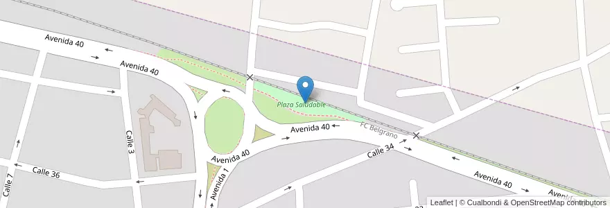 Mapa de ubicacion de Plaza Saludable en Argentinië, Buenos Aires, Partido De Mercedes, Mercedes.