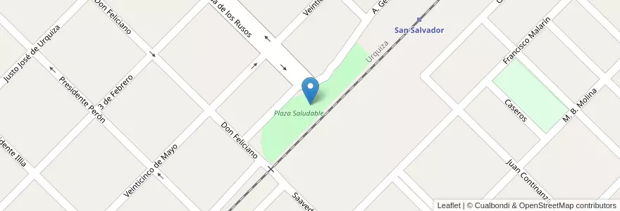 Mapa de ubicacion de Plaza Saludable en آرژانتین, استان انتره ریوس, Departamento San Salvador, Distrito Arroyo Grande, San Salvador.