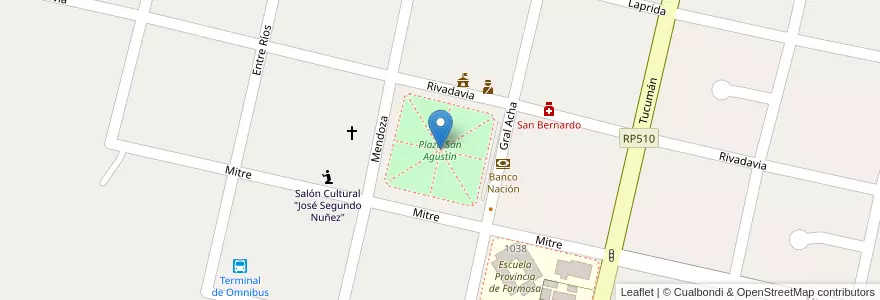 Mapa de ubicacion de Plaza San Agustín en Argentine, San Juan, Valle Fértil.