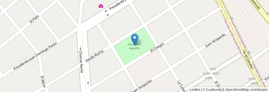 Mapa de ubicacion de Plaza San Agustín en 阿根廷, 布宜诺斯艾利斯省, Partido De Almirante Brown, San Francisco Solano.
