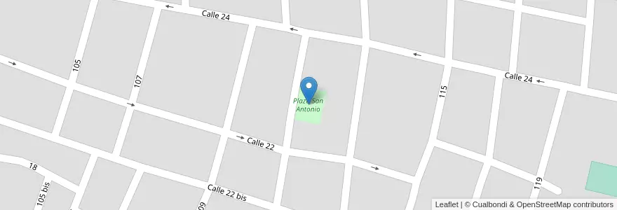 Mapa de ubicacion de Plaza San Antonio en Arjantin, Buenos Aires, Partido De Mercedes, Mercedes.