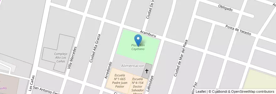 Mapa de ubicacion de Plaza San Cayetano en آرژانتین, شیلی, Mendoza, Departamento Guaymallén, Distrito Las Cañas.