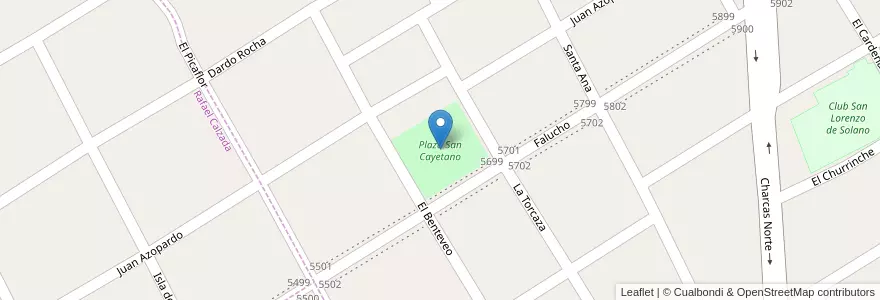 Mapa de ubicacion de Plaza San Cayetano en Argentine, Province De Buenos Aires, Partido De Almirante Brown, San Francisco Solano.