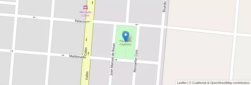 Mapa de ubicacion de Plaza San Cayetano en 아르헨티나, 부에노스아이레스주, Partido De Puan, Puan.