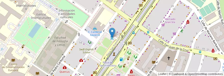 Mapa de ubicacion de Plaza San Francisco - Universidad en Spanien, Aragonien, Saragossa, Zaragoza, Saragossa.